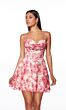 Alyce Paris 30033 Lace-Up Back Floral Print Dress