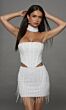 Alyce Paris 40141 Fringe Skirt Beaded White Dress