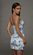 Alyce Paris 40152 Corset Bodice Blue White Satin Chiffon Dress