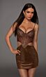 Alyce Paris 40174 Side Cutouts Fitted Chocolate Dress