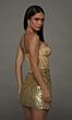 Alyce Paris 40195 Slit Skirt Fitted Gold Latte Dress
