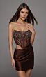 Alyce Paris 40204 Side Cutout Espresso Satin Dress
