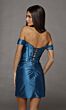 Alyce Paris 40209 Off The Shoulder Mediterranean Blue Satin Dress