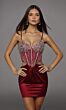 Alyce Paris 40218 Side Cutouts Wine Red Stretch Satin Dress