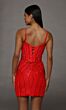 Alyce Paris 40220 Lace-Up Back Ocean Blue Shiny Jersey Dress