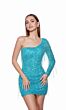 Alyce Paris 4646 Beaded Fringe One Sleeve Dress