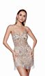Alyce Paris 4672 Fringe Skirt Sheer Bodice Dress