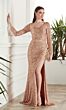 Alyce Paris 27523 Slit Skirt Long Sleeve Dress