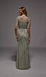 Alyce Paris 27809 Leaf Beadwork Jewel Neck Dress