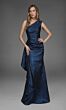 Alyce Paris 27885 Side Ruffle Asymmetric Neck Jacquard Dress
