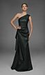 Alyce Paris 27885 Side Ruffle Asymmetric Neck Jacquard Dress