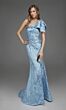 Alyce Paris 27906 One-Shoulder Bow Slim-Flare Blue Dress