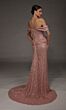 Alyce Paris 55004 Cowl Neck Off-The-Shoulder Beaded Blush Dress