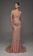Alyce Paris 55004 Cowl Neck Off-The-Shoulder Beaded Blush Dress