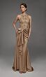 Alyce Paris 55006 High Neck Draped Satin Skirt Dress
