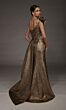 Alyce Paris 55009 Overskirt Asymmetric Neck Bronze Jacquard Dress