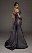 Alyce Paris 55009 Overskirt Asymmetric Neck Bronze Jacquard Dress