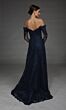 Alyce Paris 55012 Off-The-Shoulder Corset Bodice A-Line Navy Dress