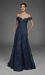 Alyce Paris 55012 Off-The-Shoulder Corset Bodice A-Line Navy Dress