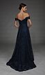 Alyce Paris 55012 Off-The-Shoulder Corset Bodice A-Line Navy Dress