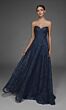 Alyce Paris 55012 Off-The-Shoulder Corset Bodice A-Line Navy Dress