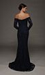 Alyce Paris 55018 Corset Bodice Long Lace Sleeve Black Dress