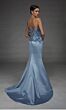 Alyce Paris 55020 Strapless Applique Bodice Blue Satin Dress