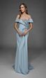 Alyce Paris 55021 Applique Bodice Off-The-Shoulder Sky Blue Dress
