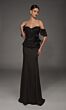 Alyce Paris 55035 Sweetheart Neck Slim Peplum Black Dress