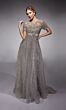 Alyce Paris 27726 Short Sleeve Illusion Neck A-Line Dress