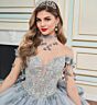 Princesa by Ariana Vara PR30172 Beaded Top Basque Waist Quince Gown