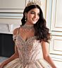 Princesa by Ariana Vara PR30173CAPE Sheer Scalloped Hem Quince Cape