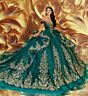 Princesa by Ariana Vara PR30174 Gauntlet Sleeve Applique Quince Dress
