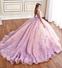Princesa by Ariana Vara PR30179 Applique Strap V-Neck Quinceanera Gown