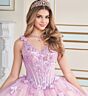 Princesa by Ariana Vara PR30179 Applique Strap V-Neck Quinceanera Gown