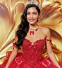 Princesa by Ariana Vara PR30204 Ruffle Skirt Long Cape Quince Gown