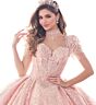 Princesa by Ariana Vara PR70103 Back Bow Short Sleeve Sweet 16 Gown
