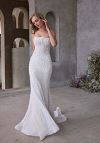 Mori Lee 12142 Gabby High Slit Removable Straps Wedding Dress