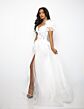 Ava Presley 39213 Feather Strap High Slit Dress