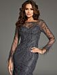 Jovani 37560 Feather Skirt Bateau Neckline Dress