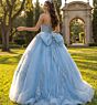 Jovani Q49712 Illusion Bodice Back Bow Quince Gown