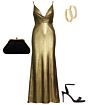 Mac Duggal 26408 Plunging Neckline Metallic Dress