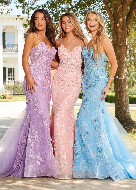Rachel Allan 70278 V-Neck Spaghetti Strap Dress