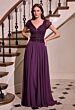 LaDivine CL07 V-Neck Short Sleeve Chiffon A-Line Dress