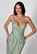 LaDivine CD719 Embellished Plunging Neckline with Choker Dress