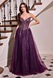 LaDivine CD721 Beaded Corset Bodice Strapless Lace Up Dress