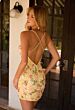 Primavera Couture 1938 Cross Back Floral Beaded Yellow Dress