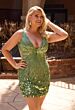 Primavera Couture 14111 Sleeveless V-Neck Black Gold Plus Size Dress