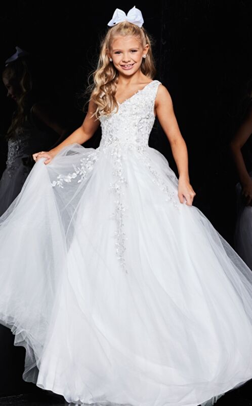 Jovani K00367 V-Neck Embroidered Formal Dress