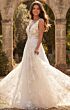 Jovani JB49748 Applique A-Line Plunging Neck Bridal Gown